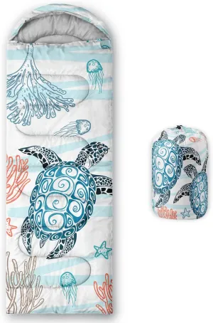 HOSIMA Cartoon Axolotl Sleeping Bags for Kids 10-12,Blue Cartoon Kids Sleeping Bags for Girls Boys,Compact Sleeping Bag for Camping Essentials and Hiking.