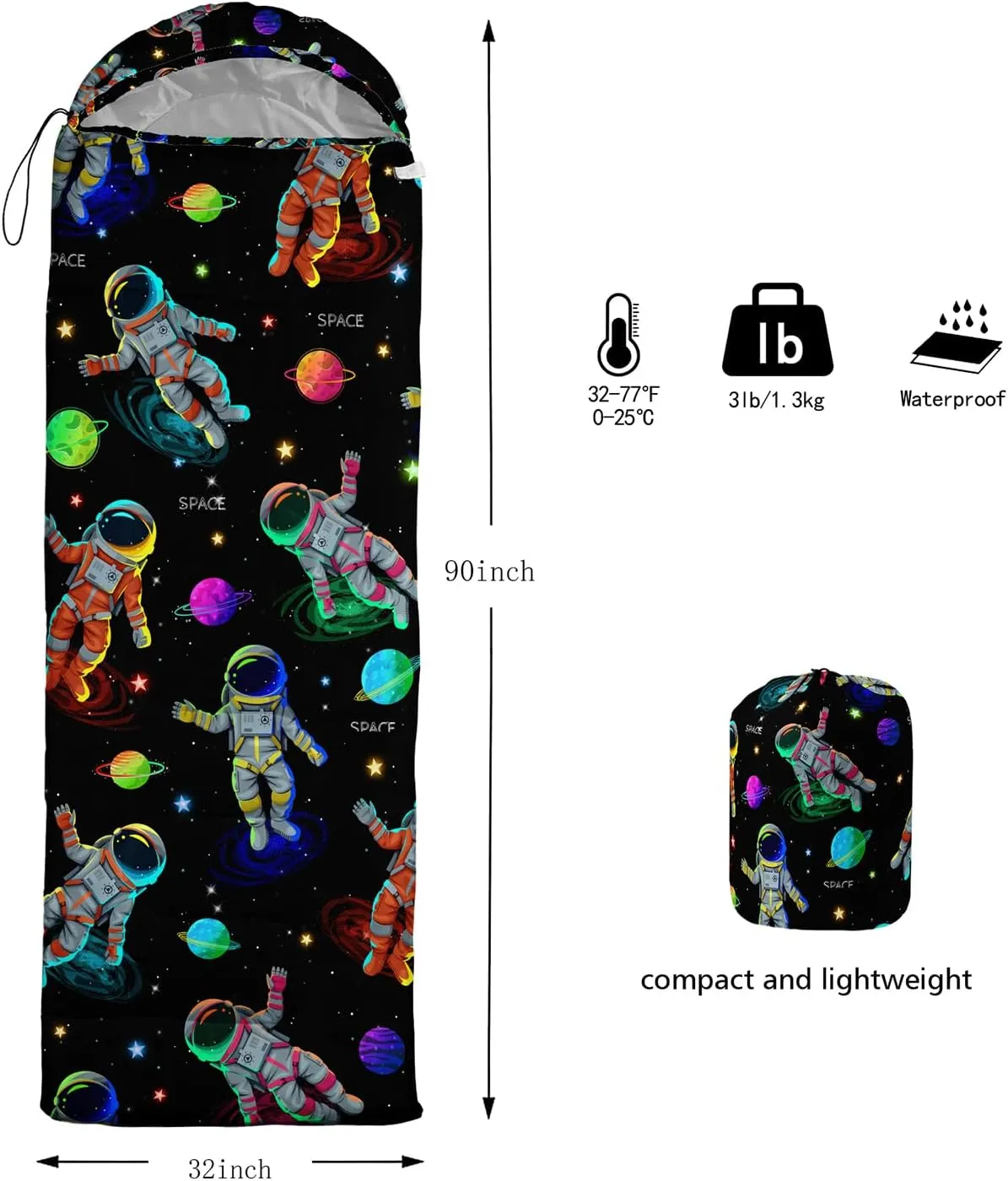HOSIMA Motorcycle Contest Pattern Sleeping Bags for Adults Camping Essentials,Black Camping Backpacking Sleeping Bag for Kids,Traveling and Outdoors Compact Sleeping Bag.