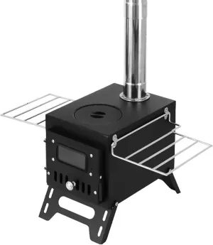 Hot Tent Stove Wood Burning Stove, Portable Camping Wood Stove for Tent, Tent Stove for Heating & Cooking, Outdoor Camping Stove with Chimney Pipes for Hiking, Ice Fishing, Hunting, Travel