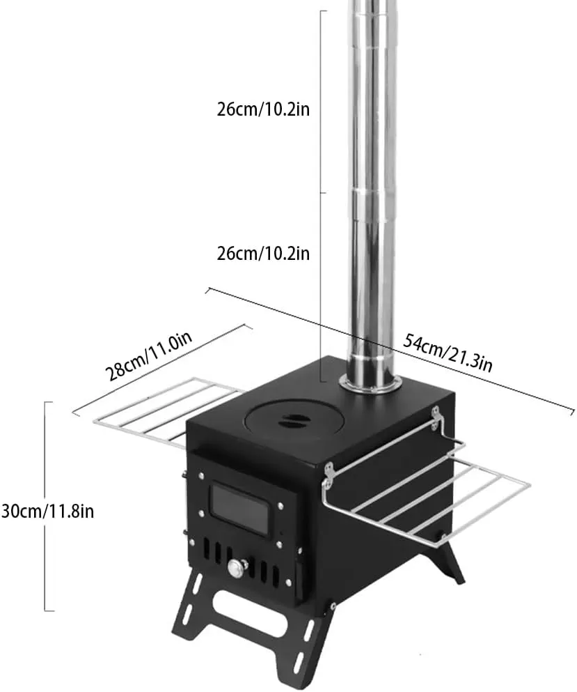 Hot Tent Stove Wood Burning Stove, Portable Camping Wood Stove for Tent, Tent Stove for Heating & Cooking, Outdoor Camping Stove with Chimney Pipes for Hiking, Ice Fishing, Hunting, Travel