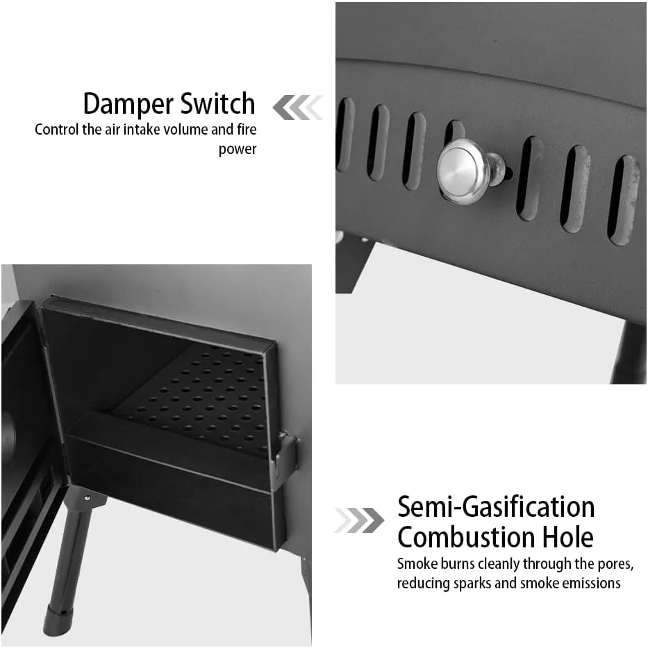 Hot Tent Stove Wood Burning Stove, Portable Camping Wood Stove for Tent, Tent Stove for Heating & Cooking, Outdoor Camping Stove with Chimney Pipes for Hiking, Ice Fishing, Hunting, Travel