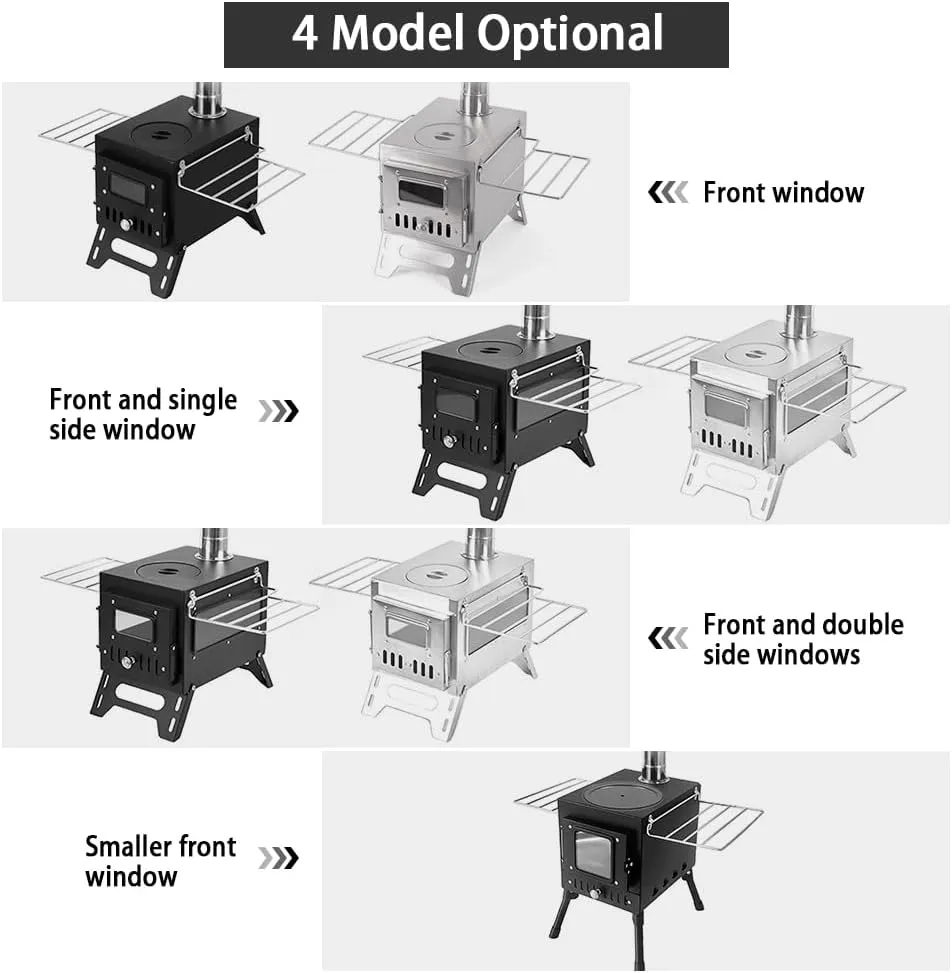 Hot Tent Stove Wood Burning Stove, Portable Camping Wood Stove for Tent, Tent Stove for Heating & Cooking, Outdoor Camping Stove with Chimney Pipes for Hiking, Ice Fishing, Hunting, Travel