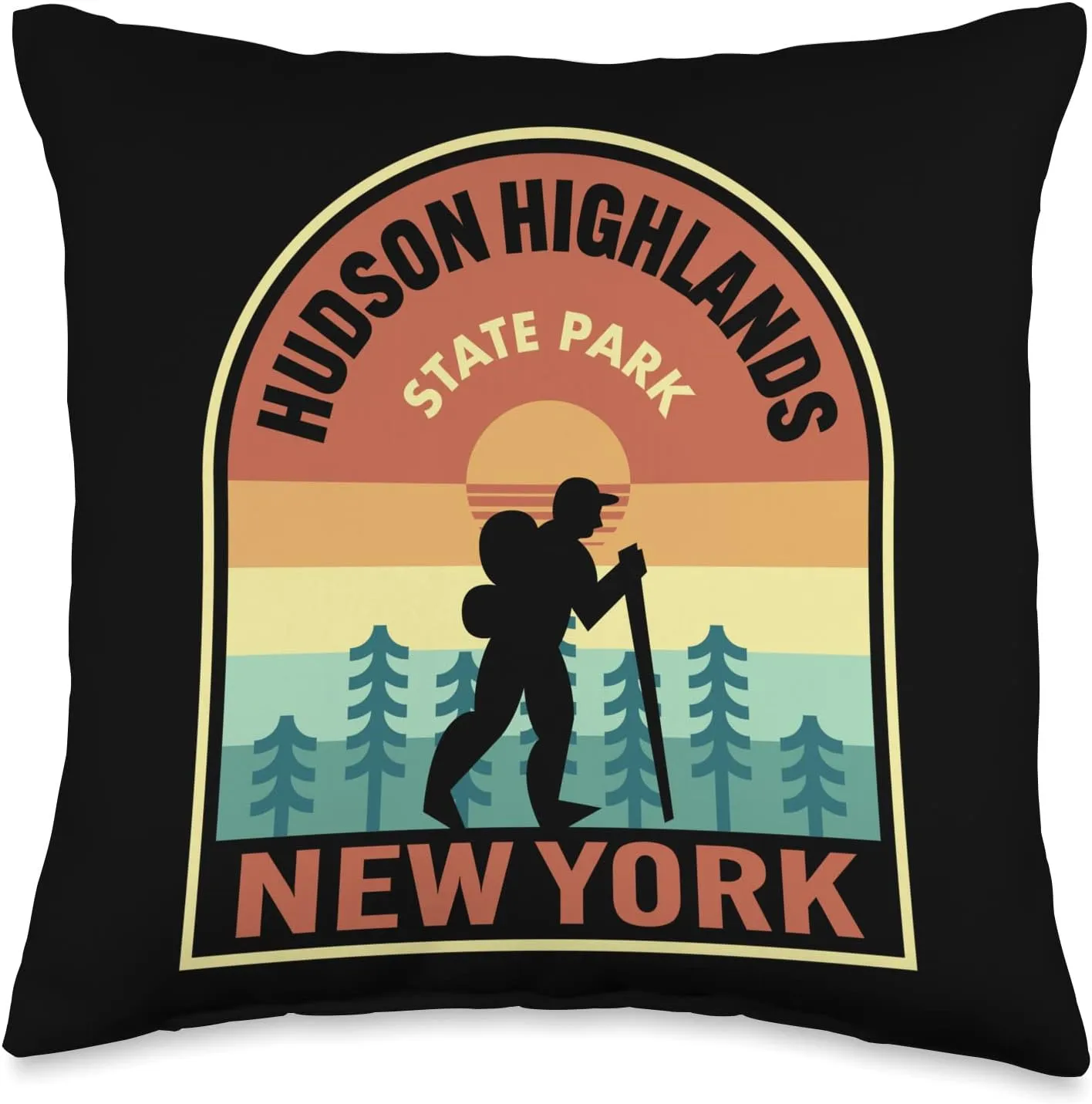 Hudson Highlands State Park New York Retro Hiking Throw Pillow
