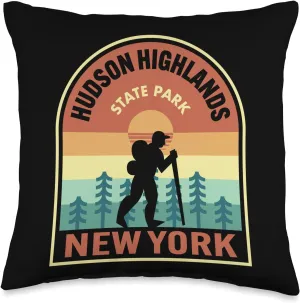 Hudson Highlands State Park New York Retro Hiking Throw Pillow