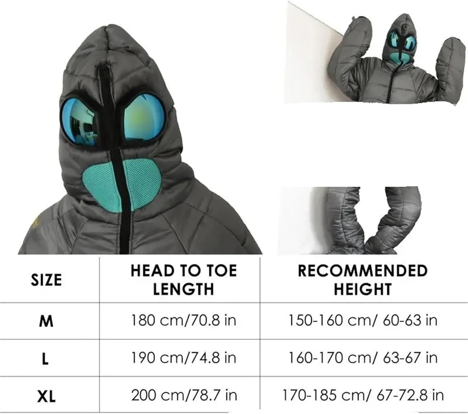 Human Sleeping Bag Sleeping Bag for Adult Unisex's Full Body Alien Sleeping Pouch Arms and Legs Travel Outdoor Hiking