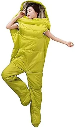 Humanoid Sleeping Bag Outdoor Camping Sleeping Bag Ultralight Warm 4 Season Cotton Sleeping Bag with Legs Separated Ultra-Light Warm Sleeping Bag Hello