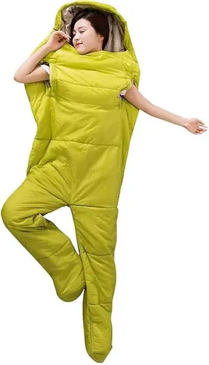 Humanoid Sleeping Bag Outdoor Camping Sleeping Bag Ultralight Warm 4 Season Cotton Sleeping Bag with Legs Separated Ultra-Light Warm Sleeping Bag