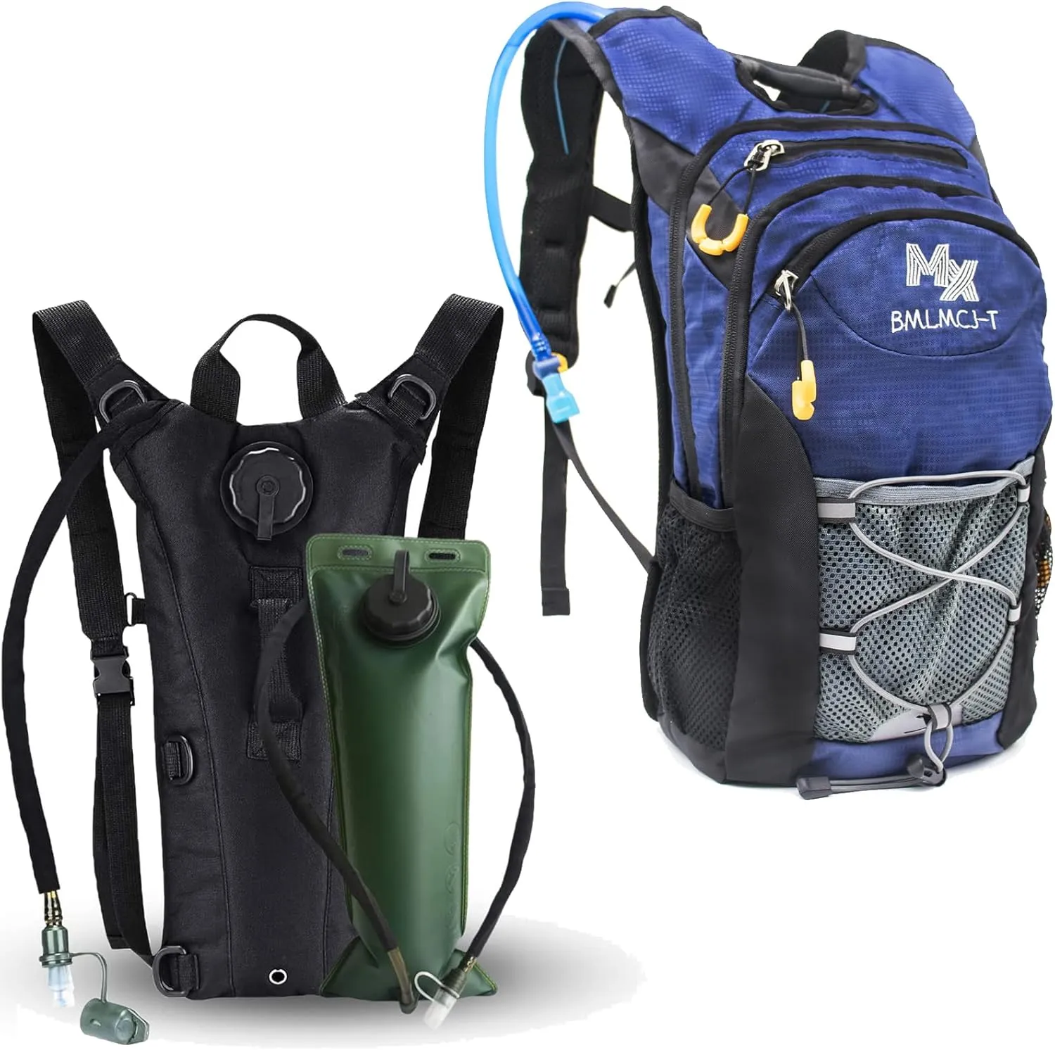 Hydration Backpack for Hiking,Black/Blue Water Hydration Backpack with 3L/2L Water Bladder，Women Men Insulated Lightweight Water Backpack for Running, Climbing, Biking, Hiking, Cycling