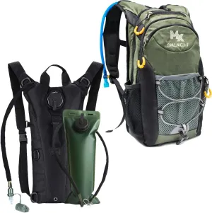 Hydration Backpack for Hiking,Black/Blue Water Hydration Backpack with 3L/2L Water Bladder，Women Men Insulated Lightweight Water Backpack for Running, Climbing, Biking, Hiking, Cycling（Black&Green）