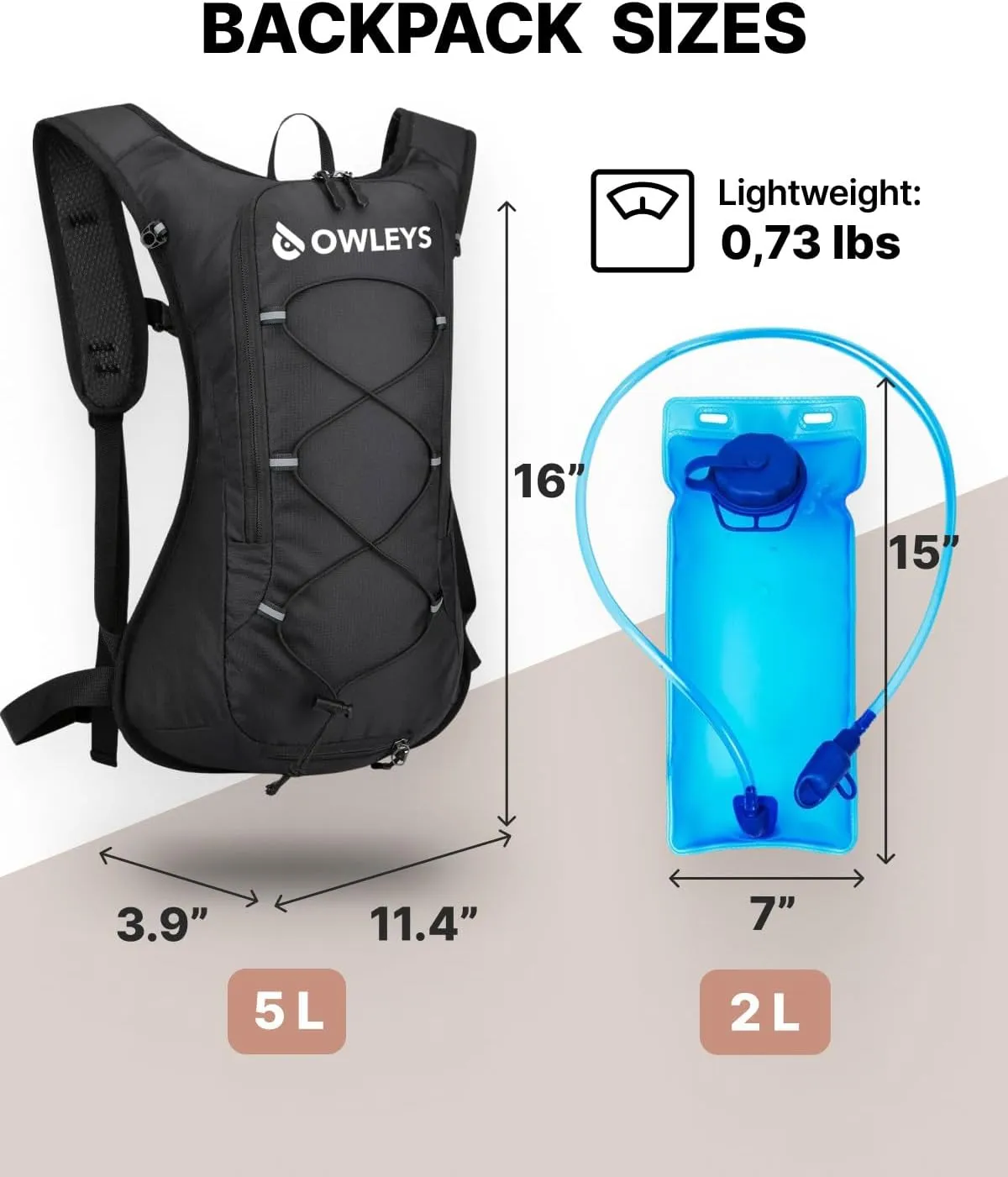 Hydration Backpack – Lightweight Waterproof Hydration Pack | 2L Water Bladder | Running & Cycling Backpack for Men & Women | Hiking & Festival Essential – Black