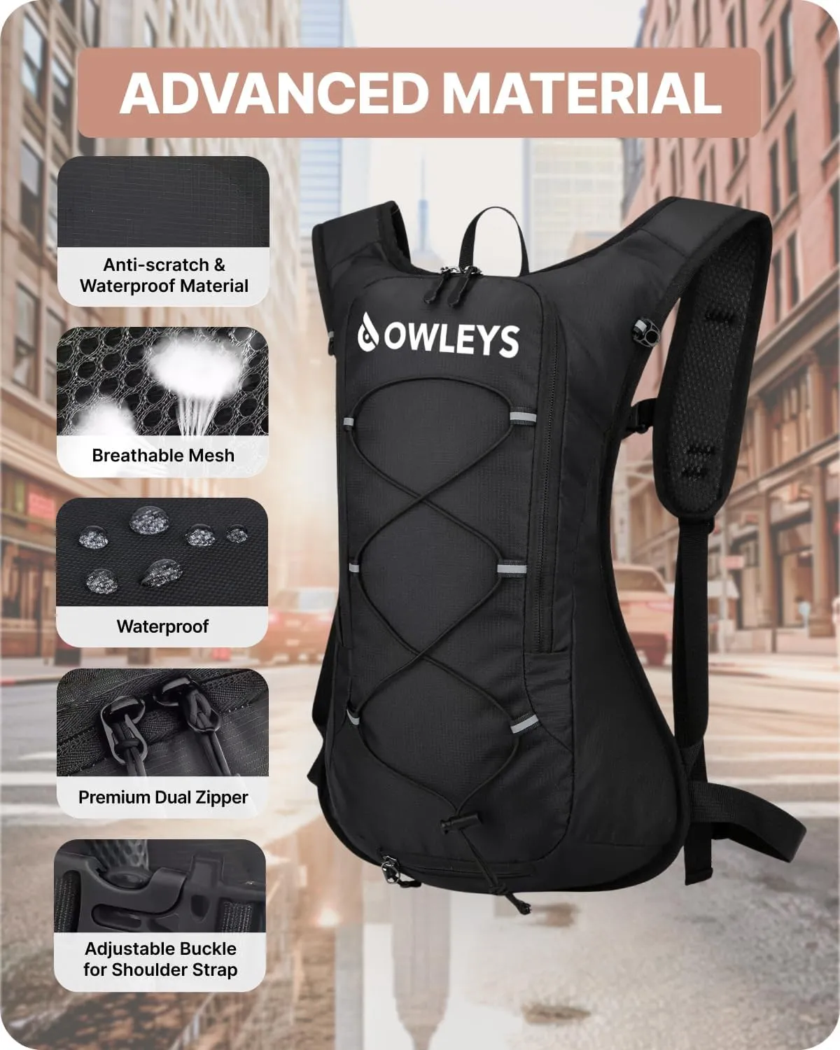 Hydration Backpack – Lightweight Waterproof Hydration Pack | 2L Water Bladder | Running & Cycling Backpack for Men & Women | Hiking & Festival Essential – Black
