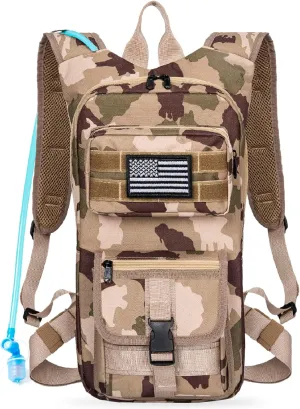 Hydration Backpack, Tactical Molle Water with 2L TPU Water Bladder, for Men Women Lightweight Water Backpack, Hydration Pack for Hiking, Biking, Climbing and Hunting