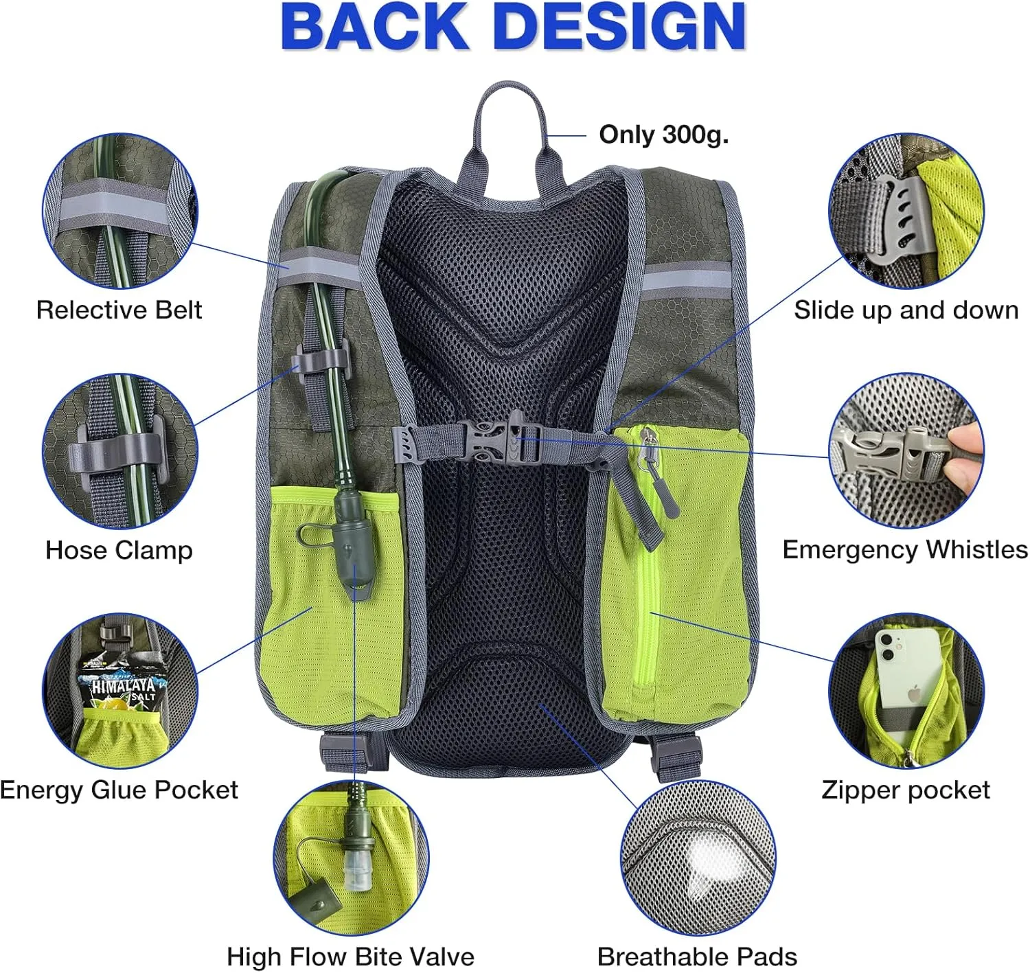 Hydration Backpack, Water Buffalo Hydration Backpack with 2L Water Bladder, Water Pack Backpack for Outdoor Sports of Running Hiking Camping Cycling Skiing for Women Men, Black