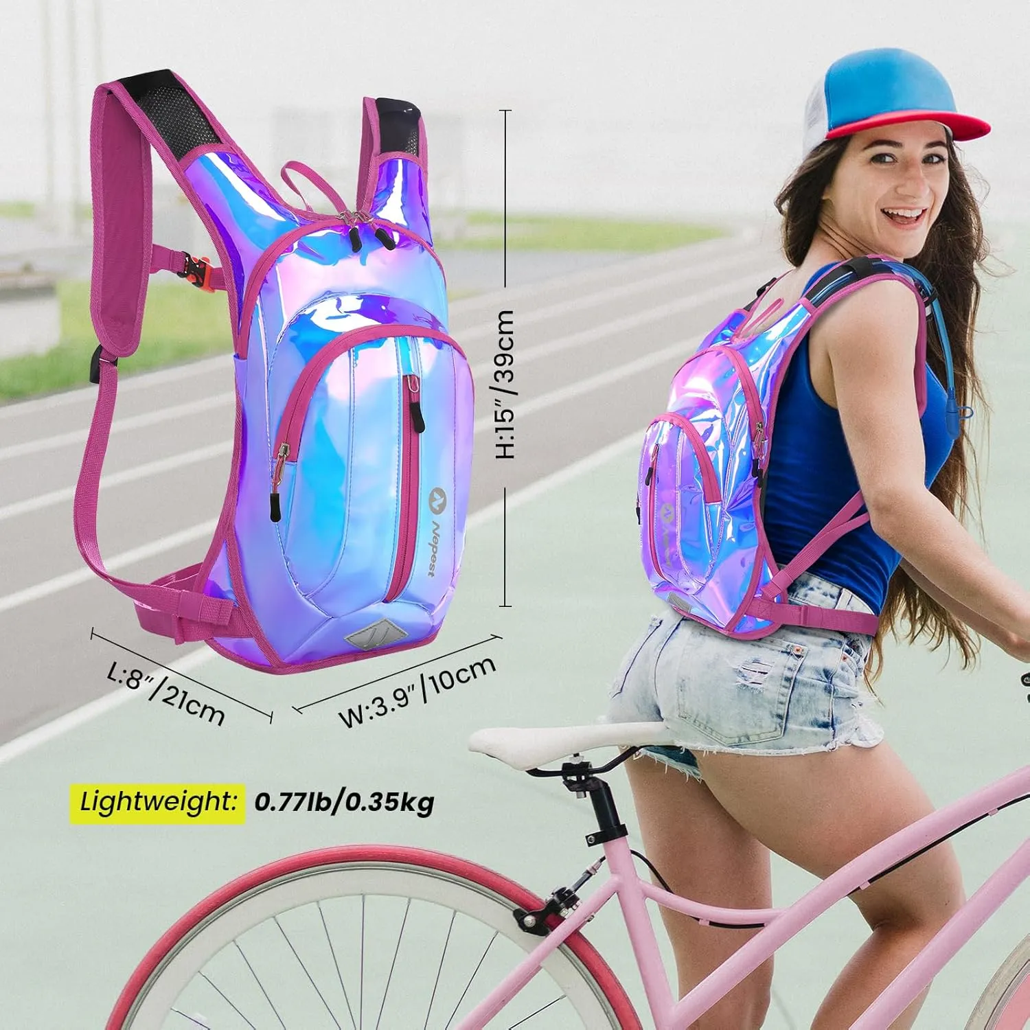Hydration Pack Backpack for Women & Men, Lightweight Water Backpack with 2L Water Bladder for Hiking Cycling Running Biking
