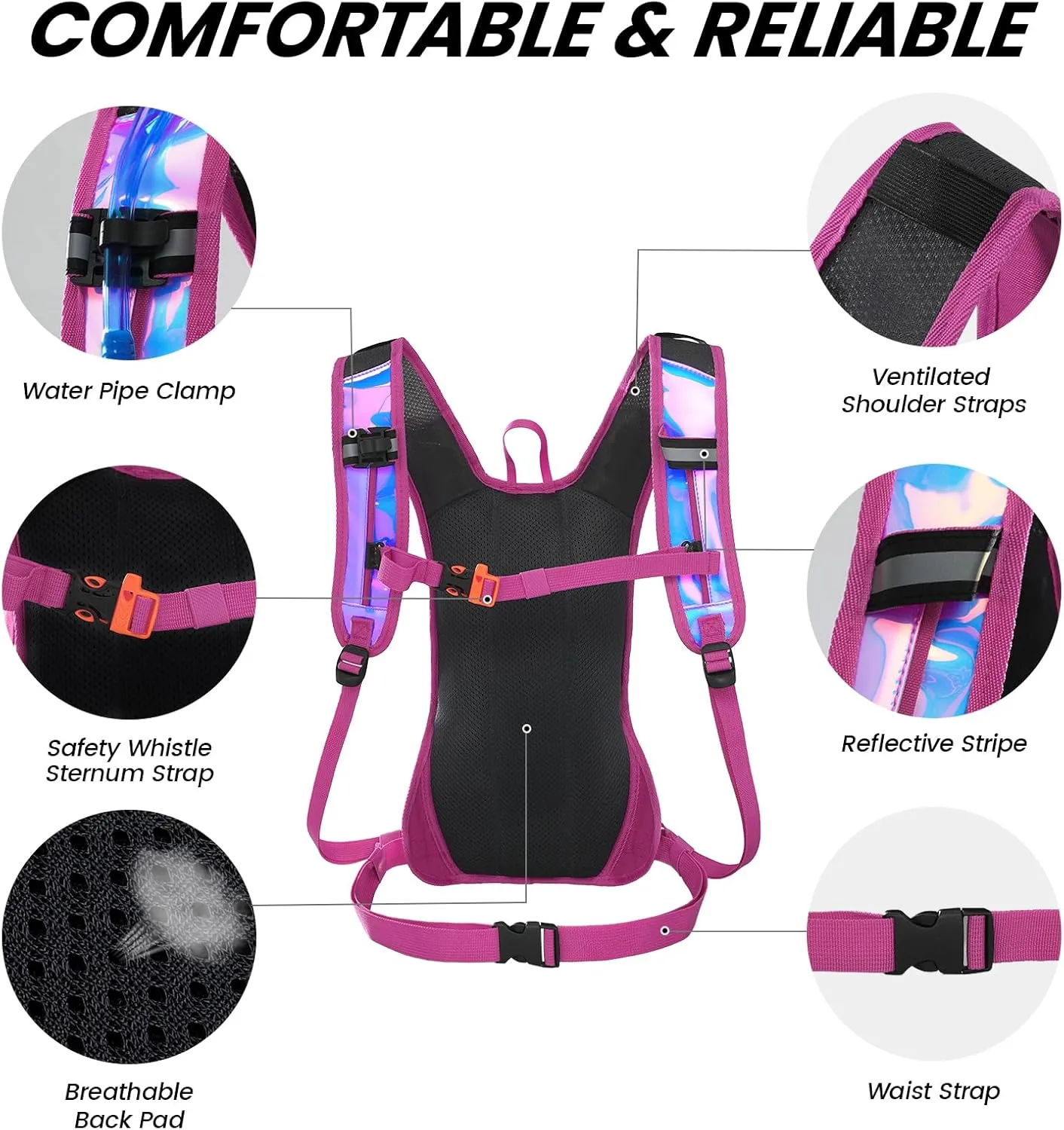 Hydration Pack Backpack for Women & Men, Lightweight Water Backpack with 2L Water Bladder for Hiking Cycling Running Biking