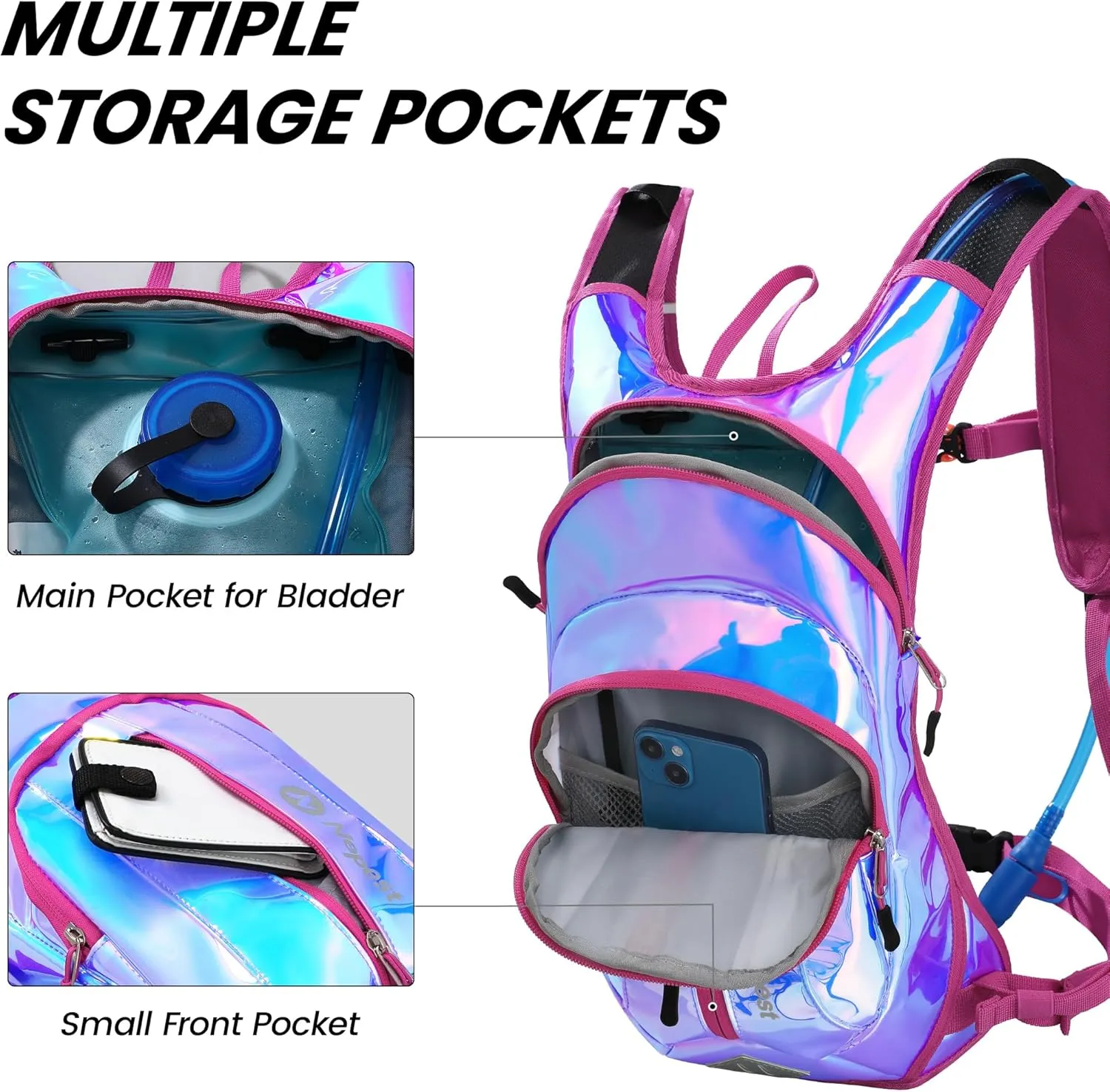 Hydration Pack Backpack for Women & Men, Lightweight Water Backpack with 2L Water Bladder for Hiking Cycling Running Biking