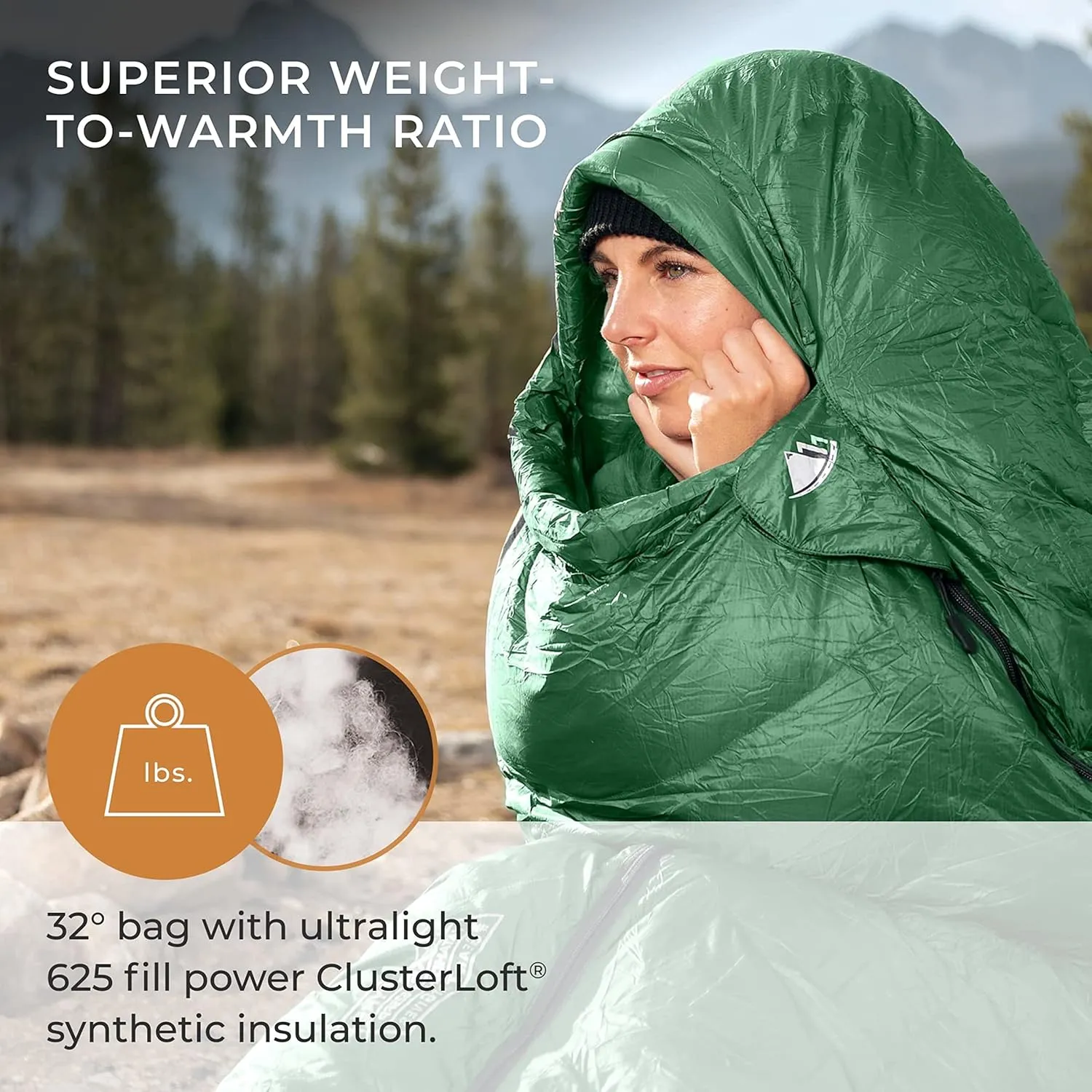 Hyke & Byke Katahdin 32 F Hiking & Backpacking Sleeping Bag - 4 Season, 625FP Ultralight Sleeping Bag - Water Resistant - Charcoal Gray - Short