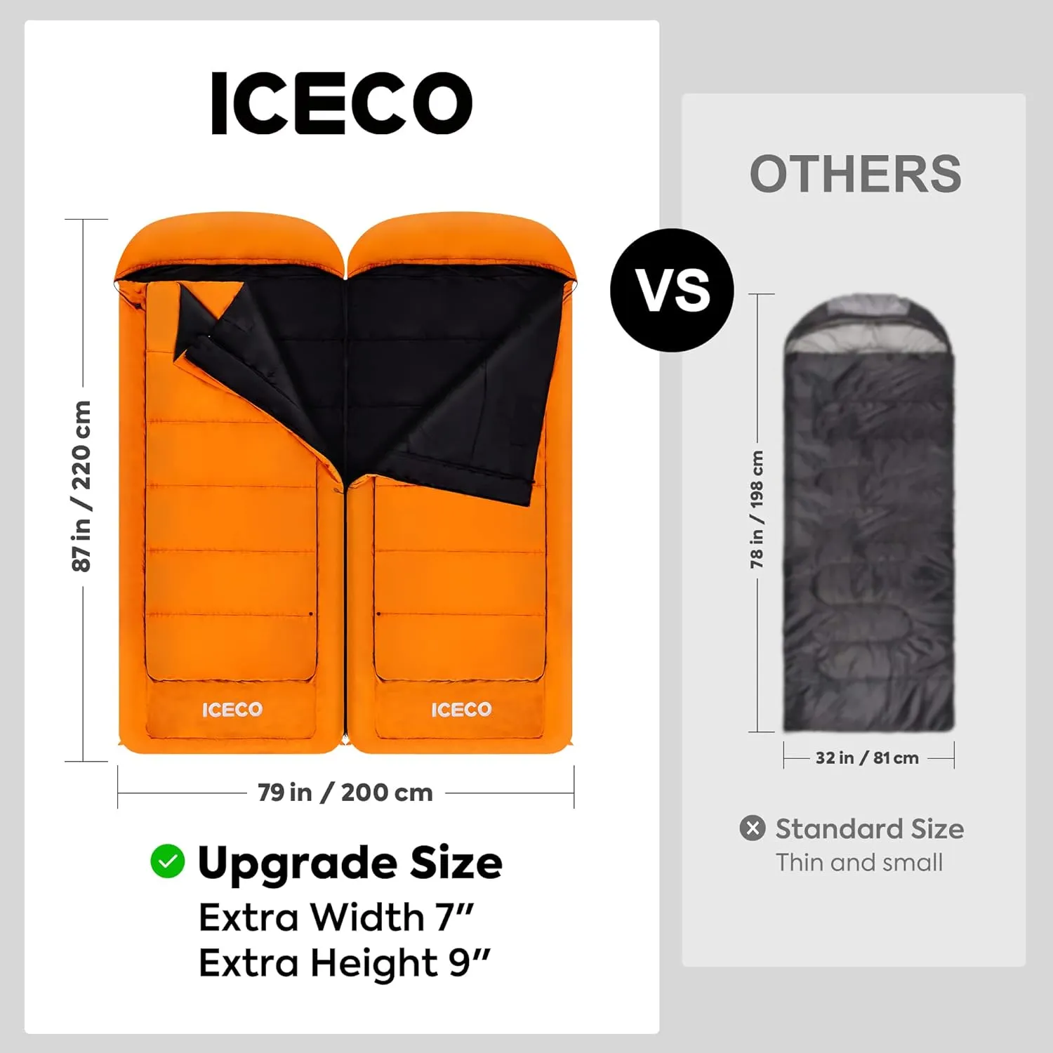 ICECO Sleeping Bags for Adults Cold Weather, Extra Large Sleeping Bag for Camping, XL Sleeping Bag Big and Tall Great for Man Women 4 Season Outdoor