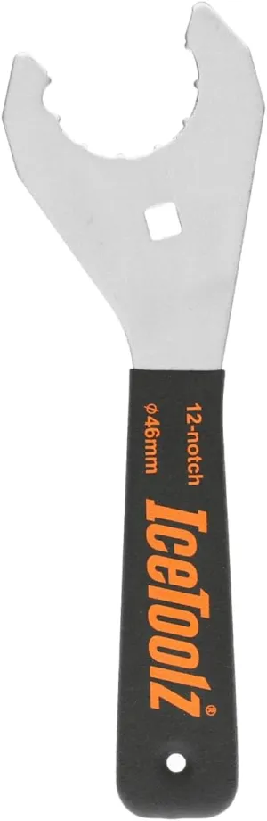 IceToolz 11C1 Crank Tool, Black, uni 12T 46mm Bottom Bracket Wrench – BSA30 Cr-Mo Steel for SRAM® DUB™, Race Face® Cinch™, Rotor® & More