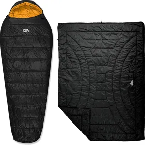 iClimb 1 3M Thinsulate Insulation Warm Camping Blanket and 1 3M Thinsulate Insulation Sleeping Bag Bundle, Ultralight Compact for Solo Adult Outdoor Backpacking Camping Hiking Motorcycling