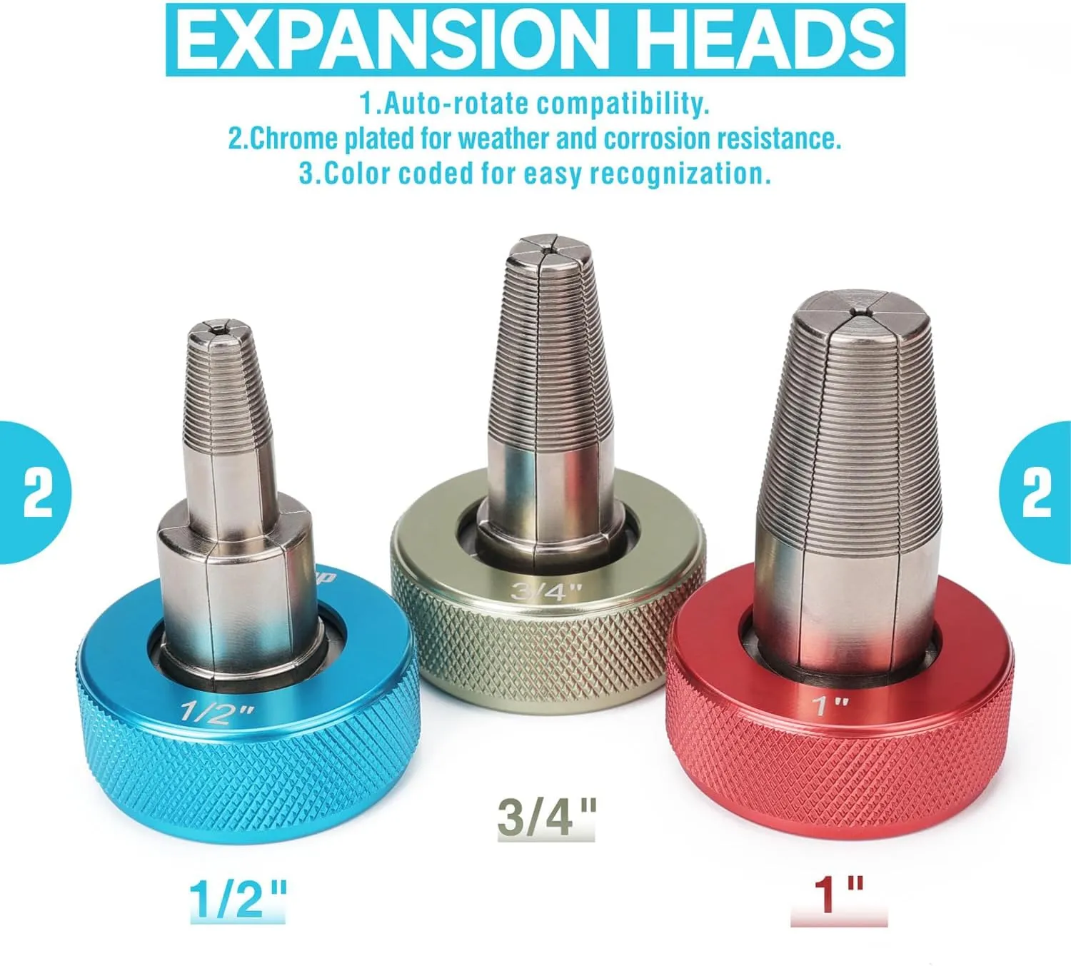 iCrimp Ratcheting Pex Expansion Tool Kit Auto Rotation PEX-a Tubing Expander, with 1/2'', 3/4'', 1'' ProPEX Expansion Heads and PEX Tubing Cutter