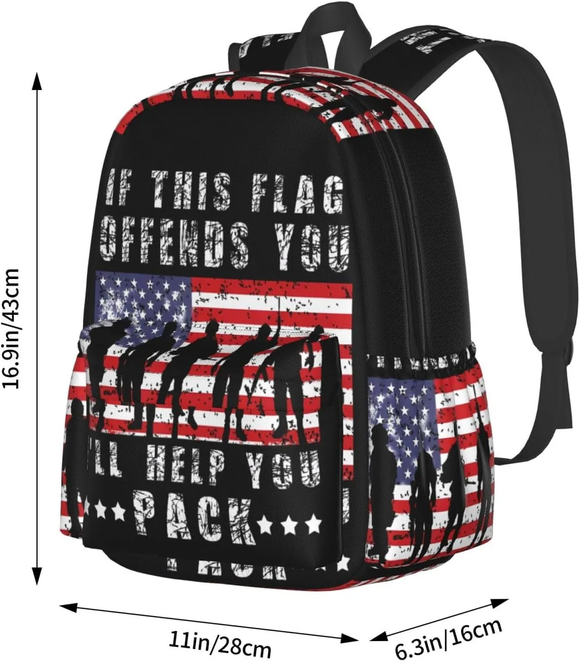 If This Flag Offends You I'll Help You Pack Veteran's Day Backpack Casual Laptop Backpack Large Capacity Double Shoulder Bag Travel Daypack For Women Men