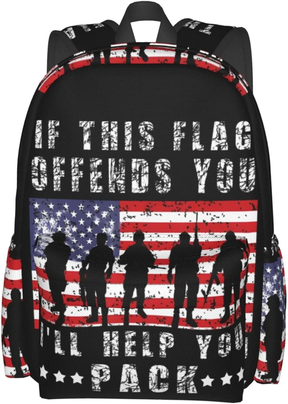 If This Flag Offends You I'll Help You Pack Veteran's Day Backpack Casual Laptop Backpack Large Capacity Double Shoulder Bag Travel Daypack For Women Men