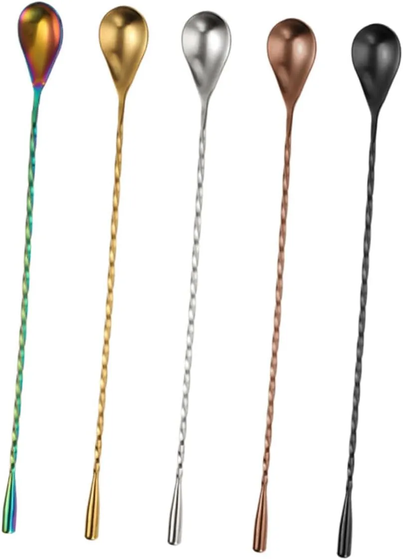 IMIKEYA 5pcs Silverware Party Drink Stirrers Spiral Bar Cocktail Spoons for Serving