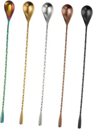 IMIKEYA 5pcs Silverware Party Drink Stirrers Spiral Bar Cocktail Spoons for Serving