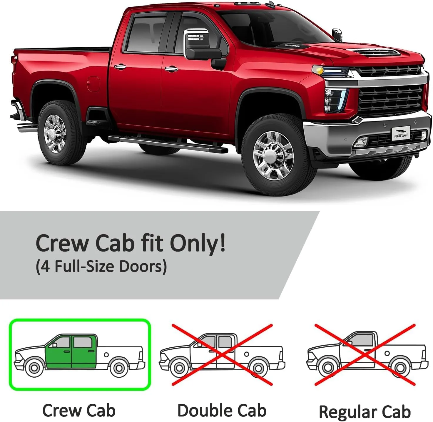 in-Channel Extra Durable Rain Guards for Chevrolet (Chevy) Silverado/GMC Sierra 2500HD/3500HD 2020-2025 Crew Cab, Window Deflectors, Vent Window Visors, 4 Pieces - 200298