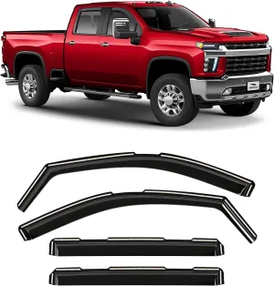 in-Channel Extra Durable Rain Guards for Chevrolet (Chevy) Silverado/GMC Sierra 2500HD/3500HD 2020-2025 Crew Cab, Window Deflectors, Vent Window Visors, 4 Pieces - 200298