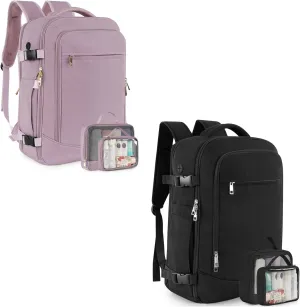 INC Carry on Travel Backpack for Women, Flight Approved 40L Personal Item Backpack with 2 Packing Cubes, Anti-theft Travel Bookbag for Weekender, College