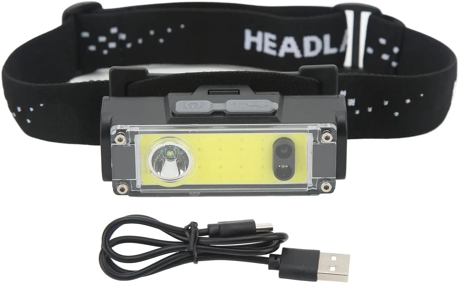 Induction COB Headlight, XPE COB Headlamp Fixed Focusing Waterproof Type C Fast Charging Headlight with LED Indicator for Home Renovation