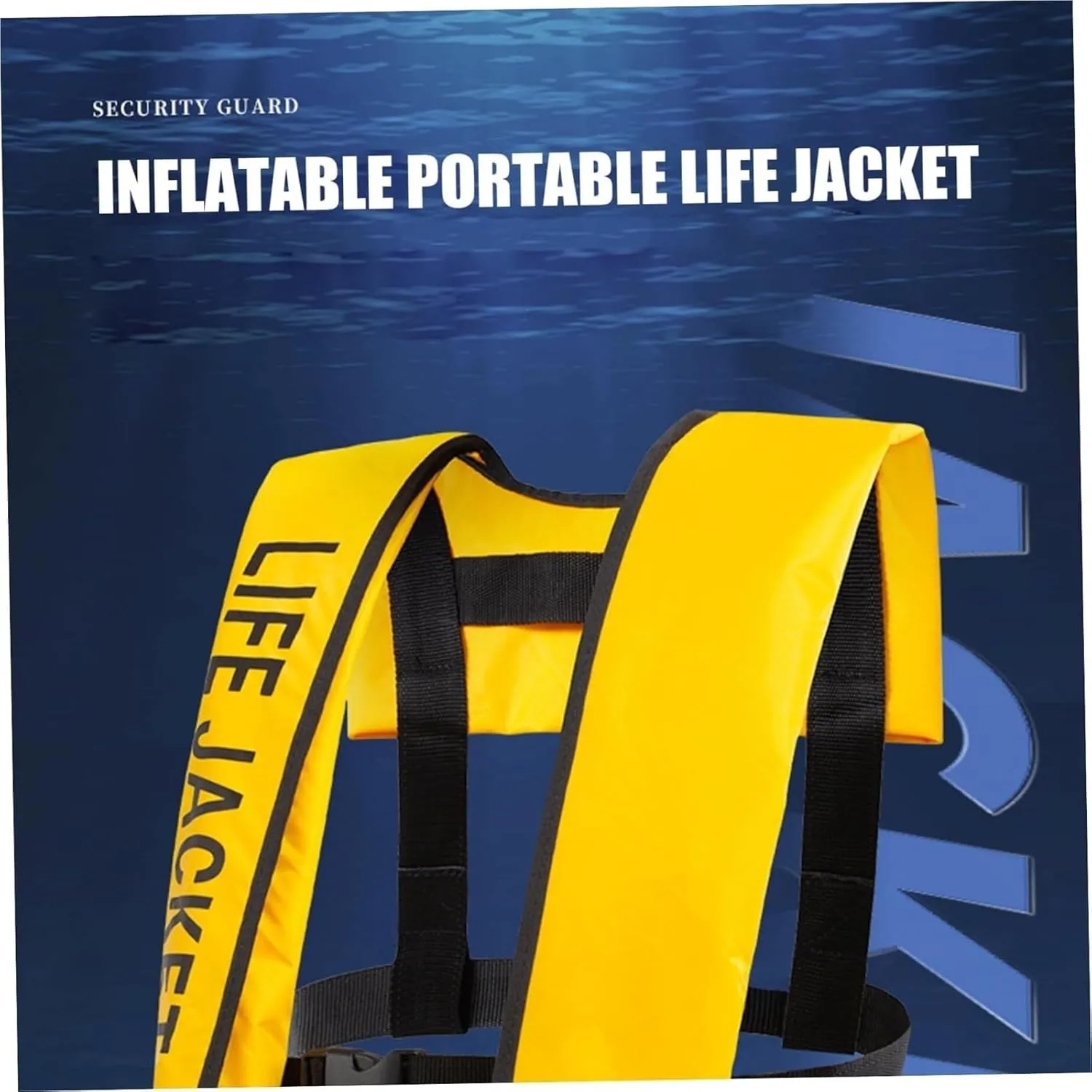Inflatable Automatic Ergonomic Swim Vest 150N, Adjustable Buckle Fastening Tape Reflective Buoyancy Aid with Whistle for Adults, Automatic Inflatable