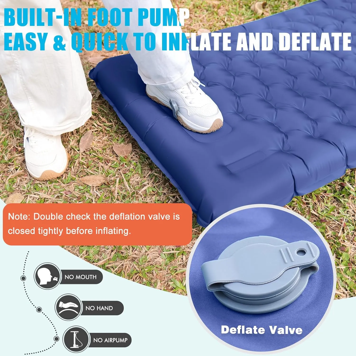 Inflatable Camping Sleeping Pad with Pillow, Extra Thickness 4 Inch Sleeping Mat with Built-in Pump, Compact & Ultralight Camping Air Mattress for Backpacking Hiking Tent Traveling