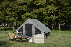Inflatable Camping Tent Easy Setup 4 Season Glamping with Excellent Structure 4-6 Persons Windproof Outdoor Self-Supporting Blow up Air Portable House Green, for Backpacking & Hiking
