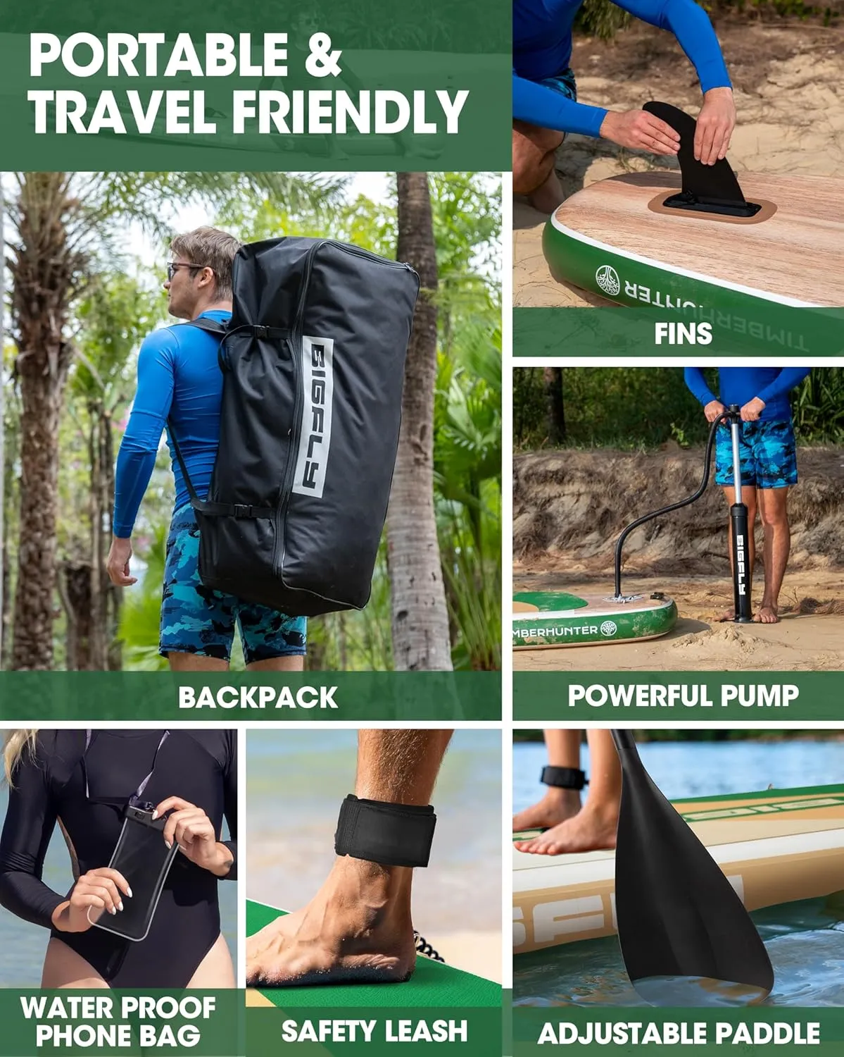 Inflatable Stand Up Paddle Board 11’*34”*6”, Blow Up Paddle Board for Adults,with Detachable Fins, Pump, Floating Paddle, Safety Leash,Backpack