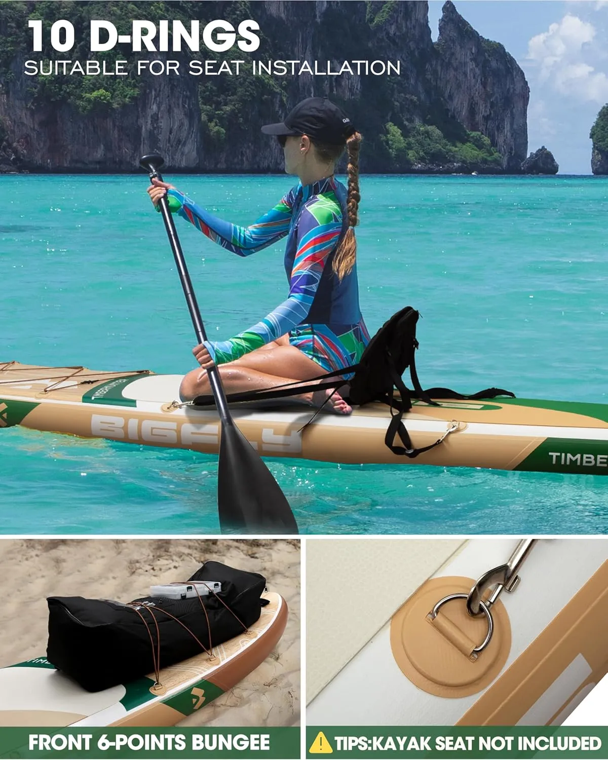 Inflatable Stand Up Paddle Board 11’*34”*6”, Blow Up Paddle Board for Adults,with Detachable Fins, Pump, Floating Paddle, Safety Leash,Backpack