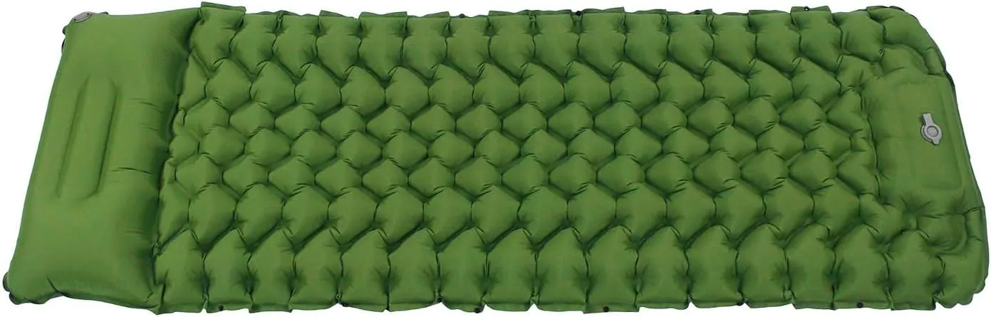Inflating Sleeping Pad Ergonomic Design Foot Inflatable Good Sealing Characteristics for Camping (Olive Green)