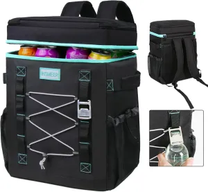 INSMEER Cooler Backpack, 32Cans/24L Large Backpack Cooler, Collapsible Soft Cooler Bag with Leakproof and Water-Resistant- Ideal for Beach, Travel, Picnic, Hiking, and Grocery Shopping