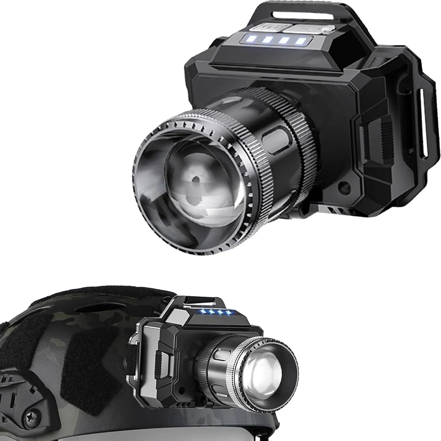 Intelligent Sensor Focus Tactical Helmet-Mounted Light, Night Operation LED Searchlight, Military Portable Multi-Function Work Illuminator