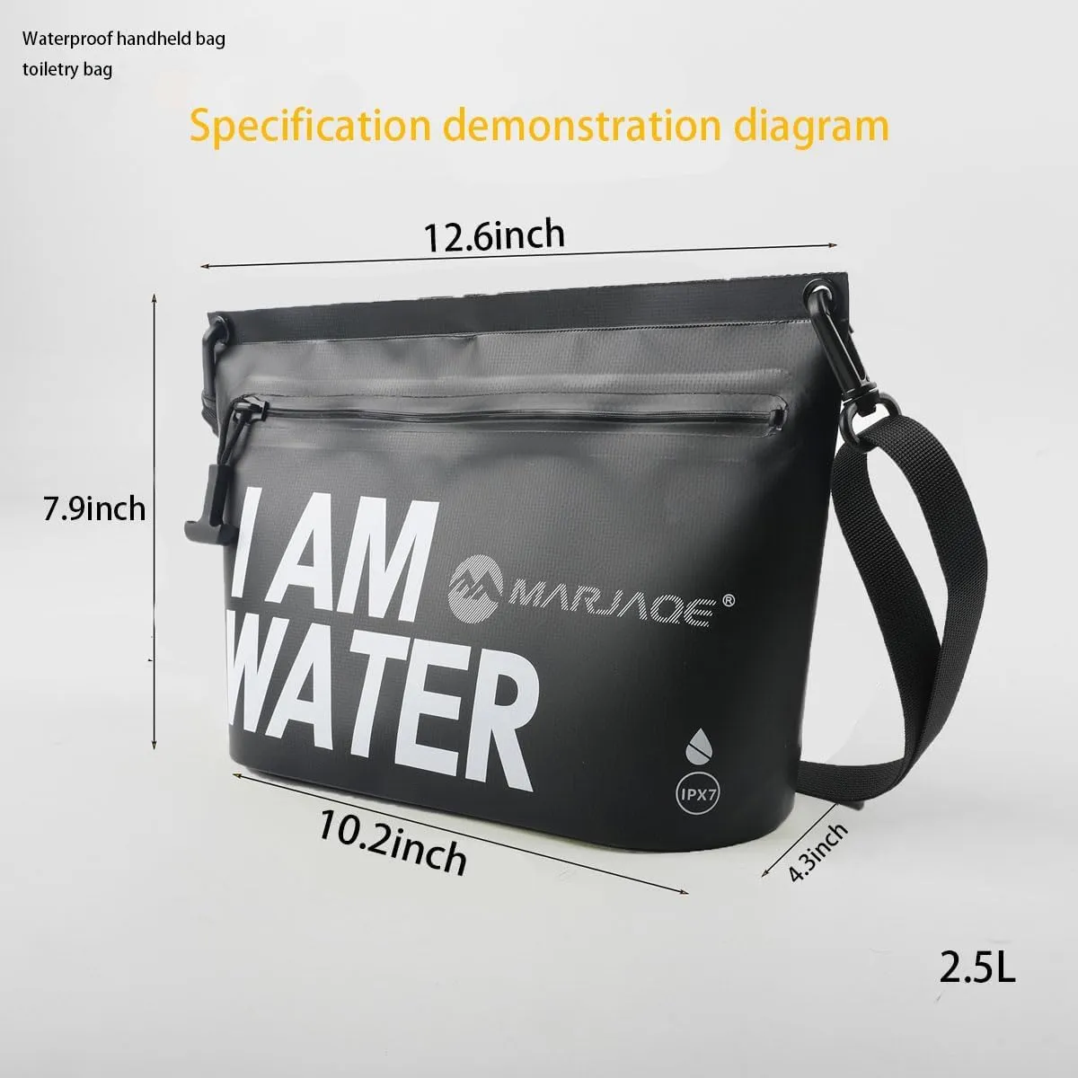 IPX7 Waterproof Dry Bag 2.5L Floating PVC Dry Sack with Waterproof Zipper Shoulder Strap for Kayaking Swimming Beach Travel Boating Camping Hiking Canoeing Paddleboarding Water Sports (BLACK)