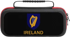 Irish Ireland National Emblem Portable Protective Shell Compatible with Switch Case Hard Travel Tote Bag with 20 Game Cartridges