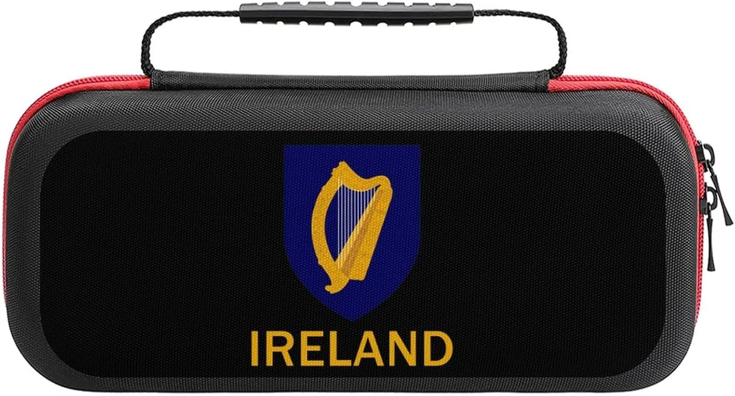 Irish Ireland National Emblem Portable Protective Shell Compatible with Switch Case Hard Travel Tote Bag with 20 Game Cartridges
