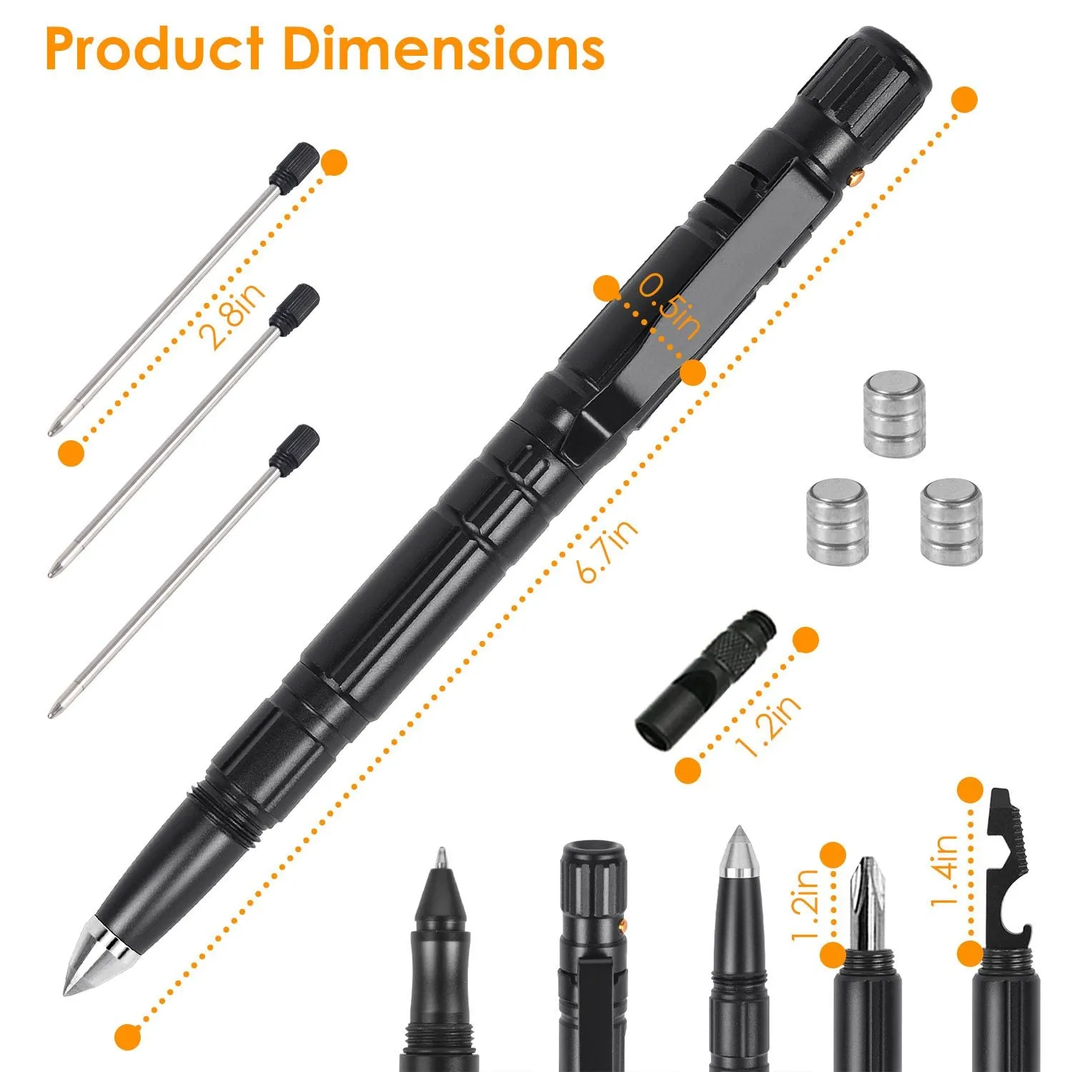 IronPoint™ 11-in-1 Tactical Pen – Survival Multi-Tool with Flashlight, Whistle, and Glass Breaker