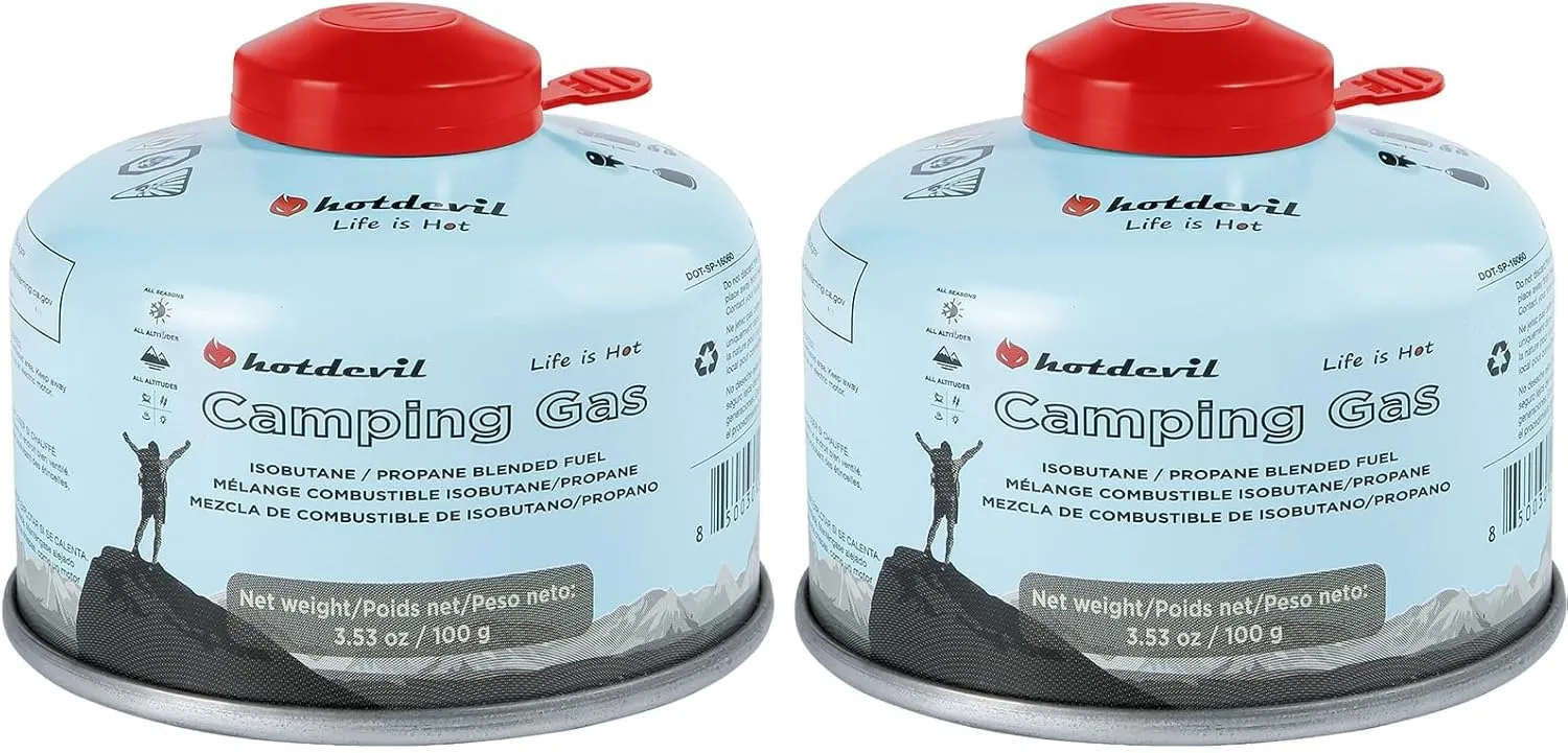 Isobutane Fuel Canister 100 Gram Camping Stove Fuel Butane Propane Blend Camping Fuel Gas Canister Backpacking Fuel Light-weight Compact Camping Fuel Mini Propane Tanks Camp Stove Fuel 3.53oz