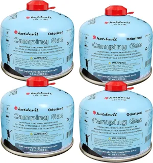 Isobutane Fuel Canister 230 Gram Camping Stove Fuel Butane Propane Blend Isobutane Fuel Canister Camping Fuel Gas Canister Suitable for ALL Seasons Efficient and High Output 8.1oz(4 packs)