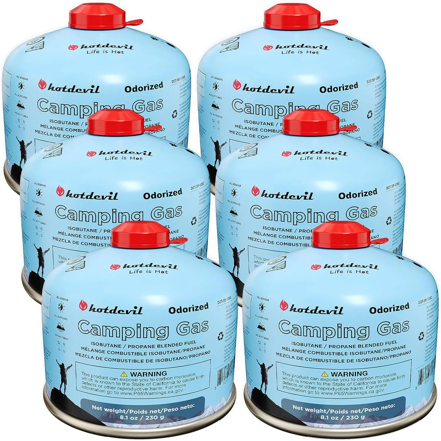 Isobutane Fuel Canister 230 Gram Camping Stove Fuel Butane Propane Blend Isobutane Fuel Canister Camping Fuel Gas Canister Suitable for All Seasons Efficient and High Output 8.1oz(6 Packs)