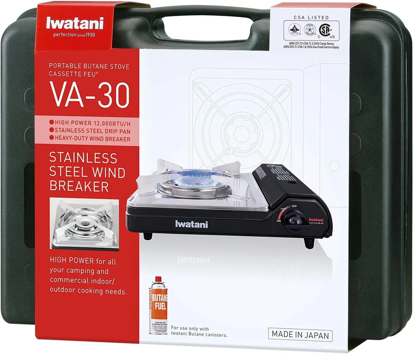 Iwatani Cassette Feu Butane VA-30 Camp Stove, one, BLACK