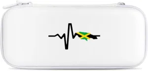 Jamaica Map Flag Heartbeat Hard Shell Travel Case with Rope 15 Game Card Pockets Compatible with Switch Protective